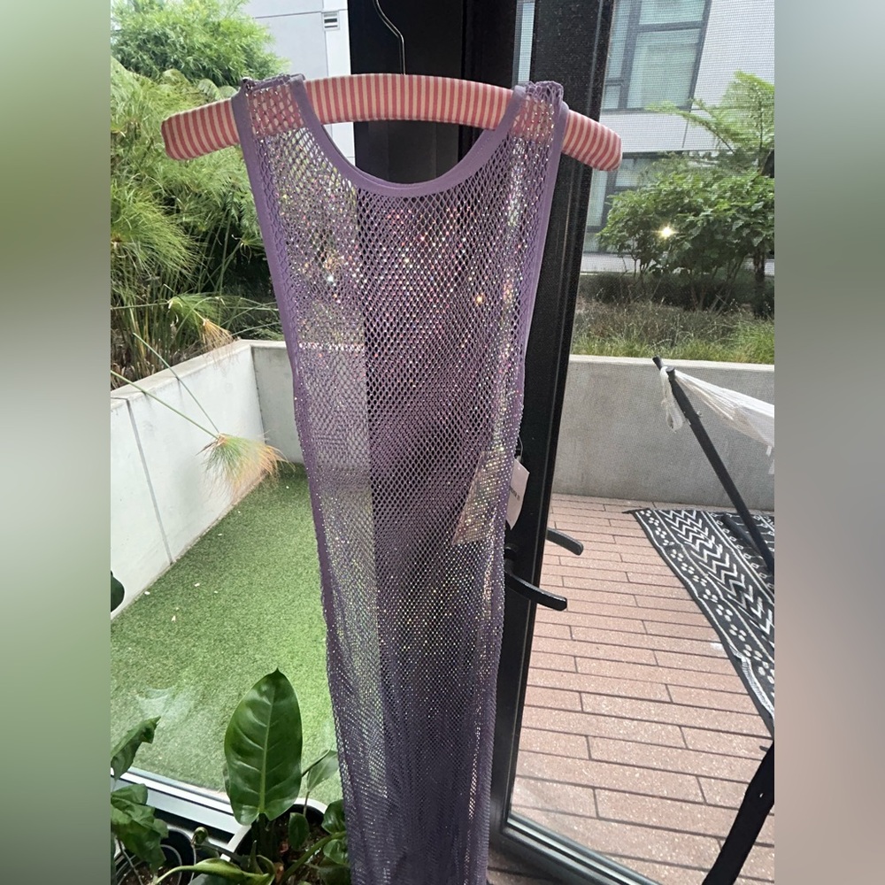 Forever 21 Lavender Rhinestone Fishnet Swim Cover-Up – NWT Size S
